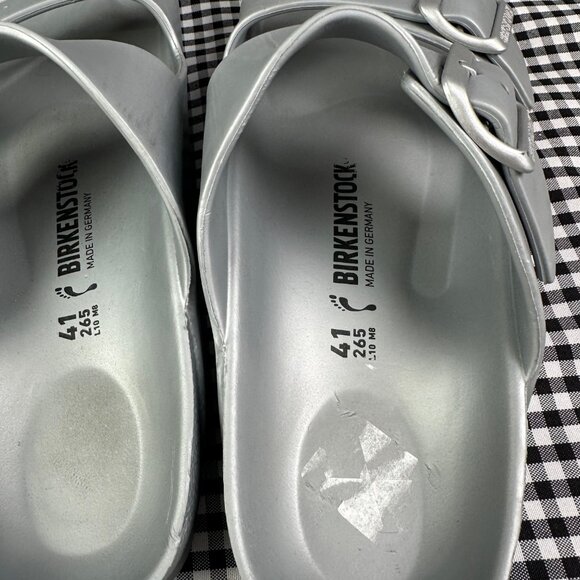 Birkenstock Arizona Essentials Slide EVA Rubber Silver Sandal EU 41 / Women's 10 - Picture 3 of 4